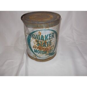 Vintage Quaker State Super Blend Motor Oil 1 Gallon Metal Can Gas Station Decor